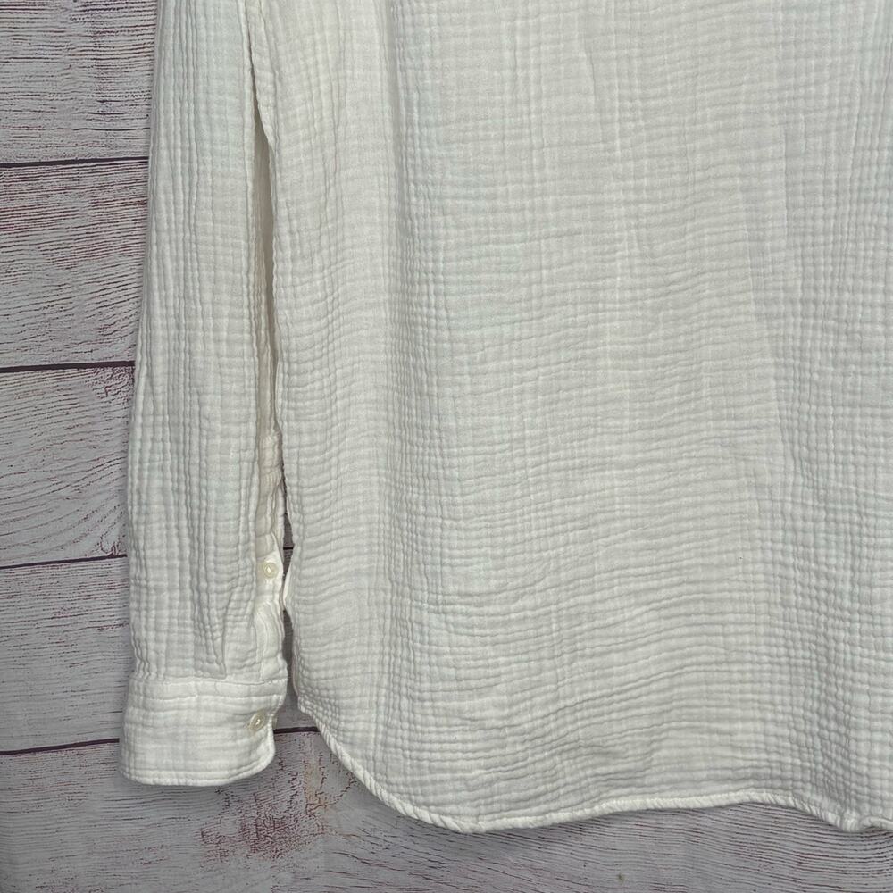 Express Boyfriend Cotton Gauze Beachy Coastal Long Sleeve Button Down Top Medium - Picture 6 of 9